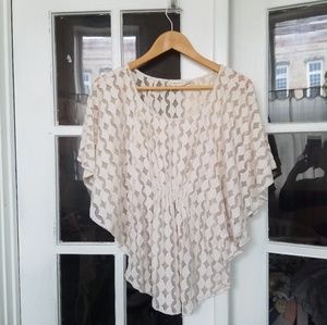 Anthropologie Ivory Lace Top